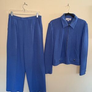 St. John Blue knit Pantsuit